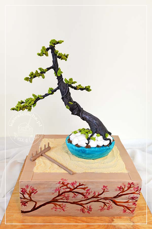 Obrazek: Tort zen z drzewkiem bonsai