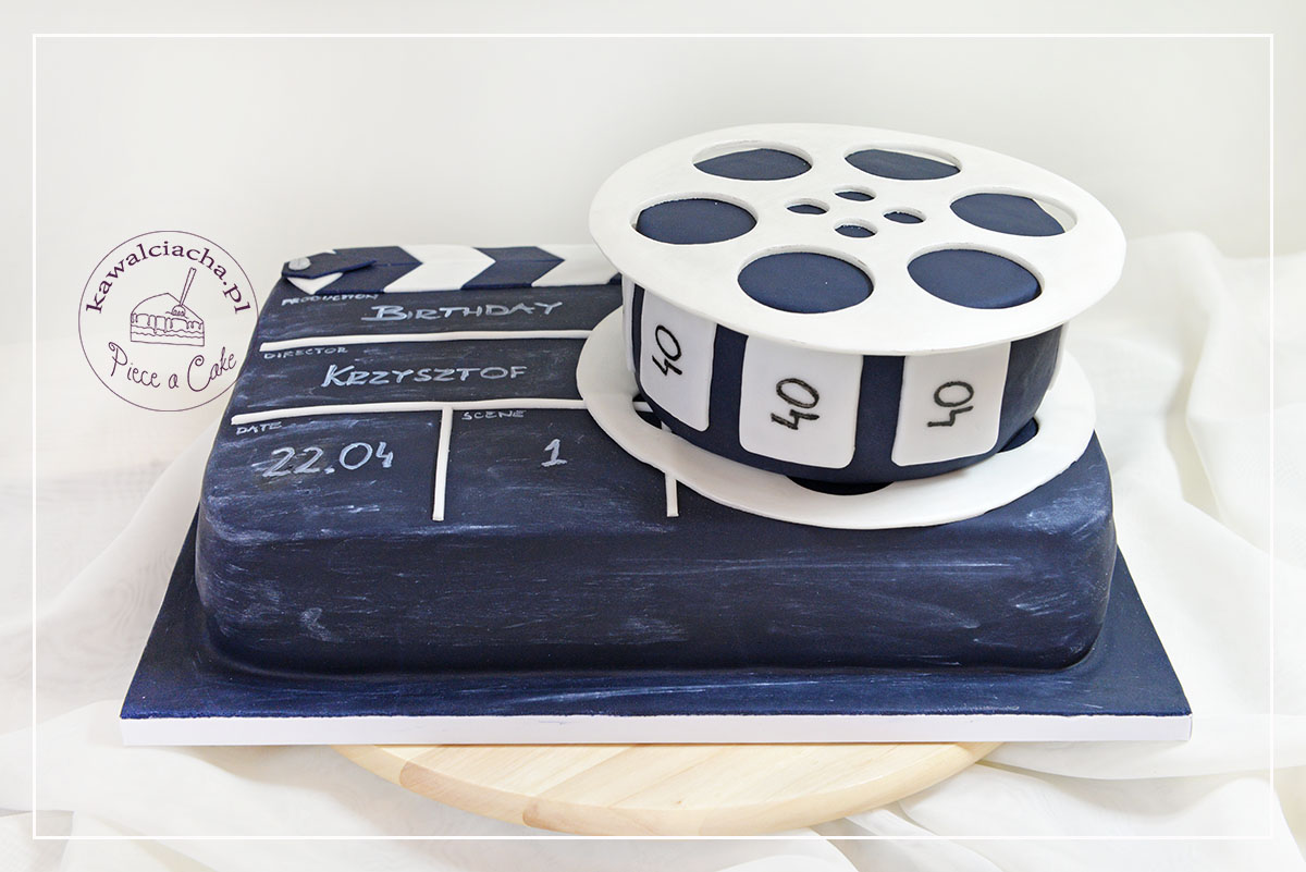 Tort urodzinowy dla filmowca clapboard